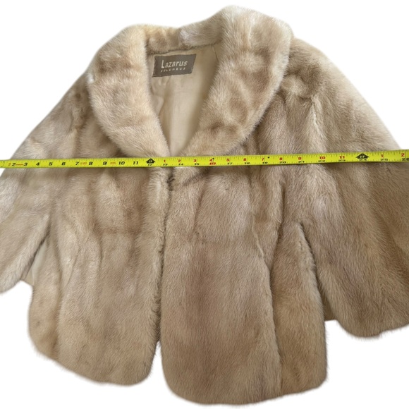 Lazarus Columbus furs natural light brown mink royal quality cape poncho - Picture 6 of 12